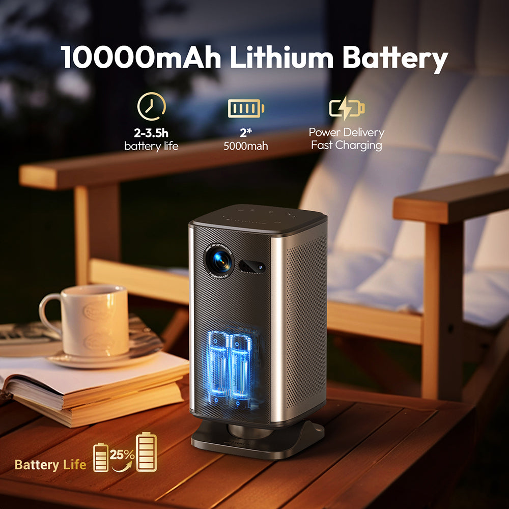 جهاز عرض ذكي محمول بتقنية واي فاي DLP يعمل ببطارية 10000 مللي أمبير في الساعة ويدعم التركيز التلقائي ثلاثي الأبعاد وشاشة واي فاي وشاشة مزامنة سلكية