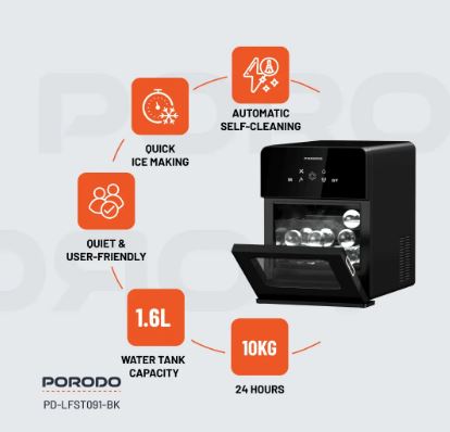 آلة صنع الثلج Porodo Lifestyle Sphere - أسود
