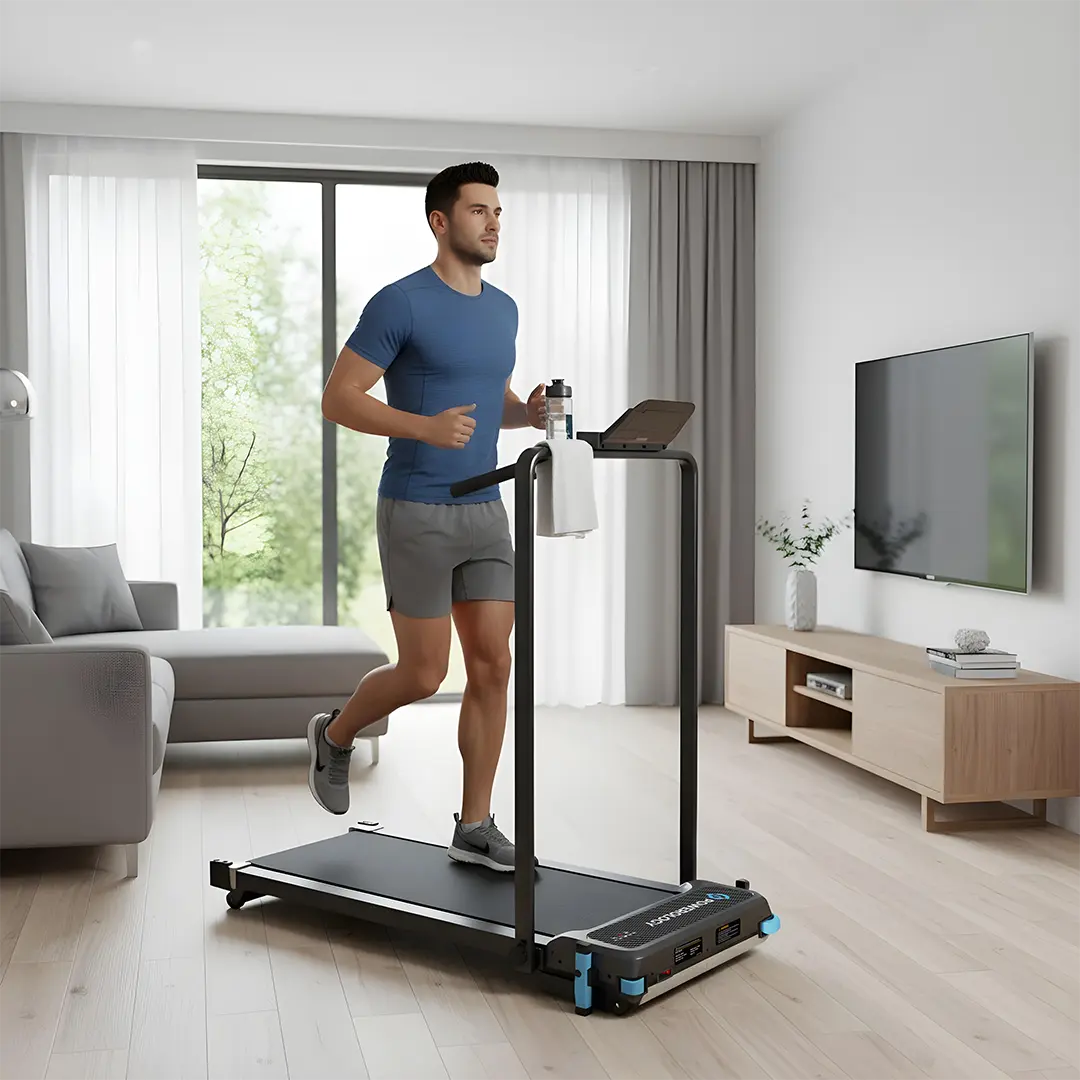 جهاز المشي القابل للطي 2 في 1 من باورولوجي مع وسادة تدليك - أسود