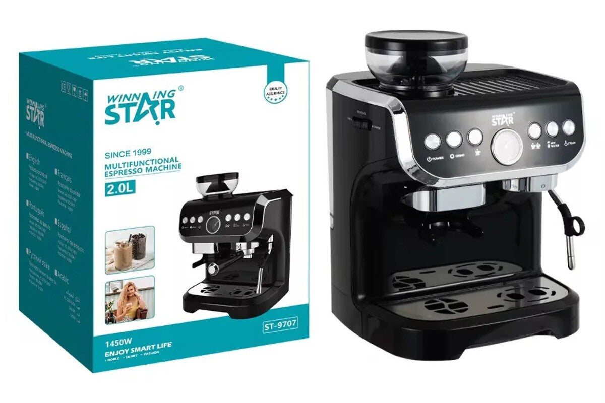 ماكينة صنع القهوة الكهربائية متعددة الوظائف عالية الضغط من وينينج ستار مع مطحنة مدمجة